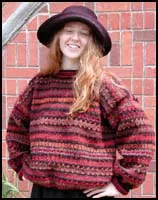 A red and charcoal Philosopher’s Wool pullover